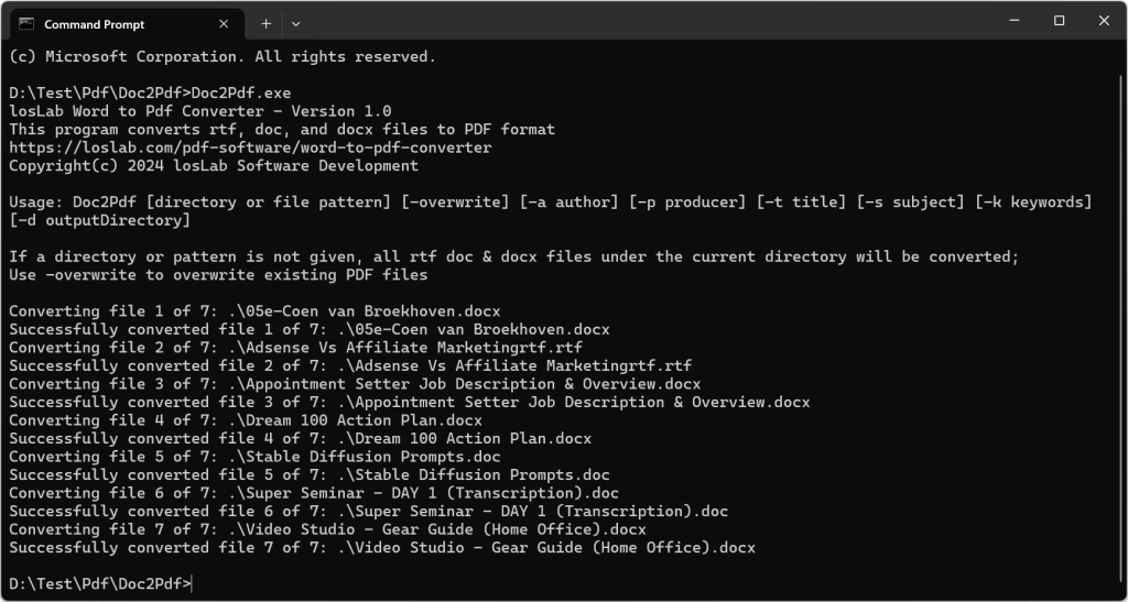 Word to Pdf Batch Converter Command Line